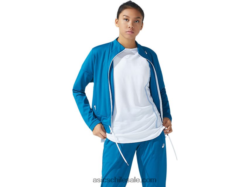 mujer Asics chaqueta de tenis R8N4463781 verde azulado profundo/blanco brillante