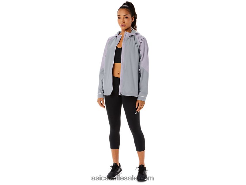mujer Asics chaqueta impermeable R8N4462328 gris piedmont/violeta anochecer