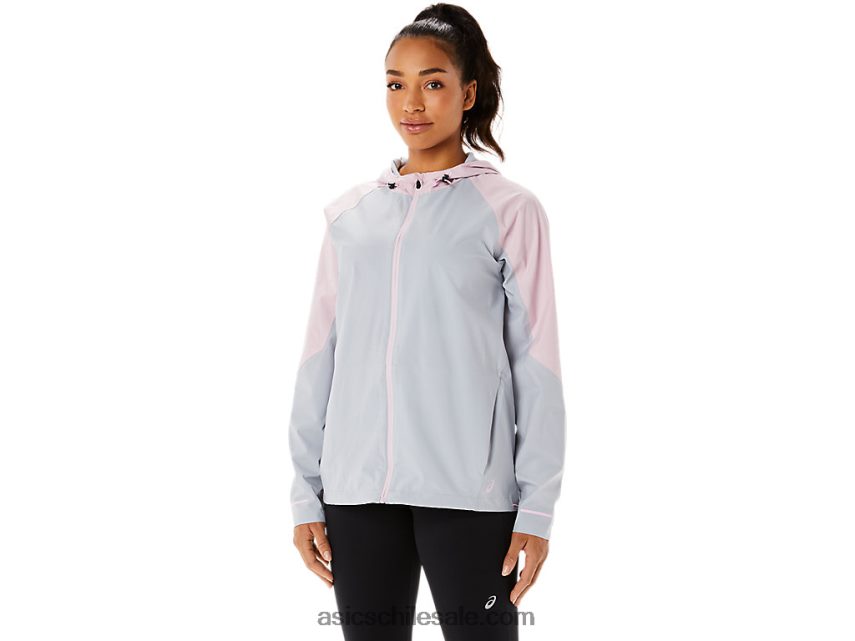 mujer Asics chaqueta impermeable R8N4463333 gris piedmont/rosa claro