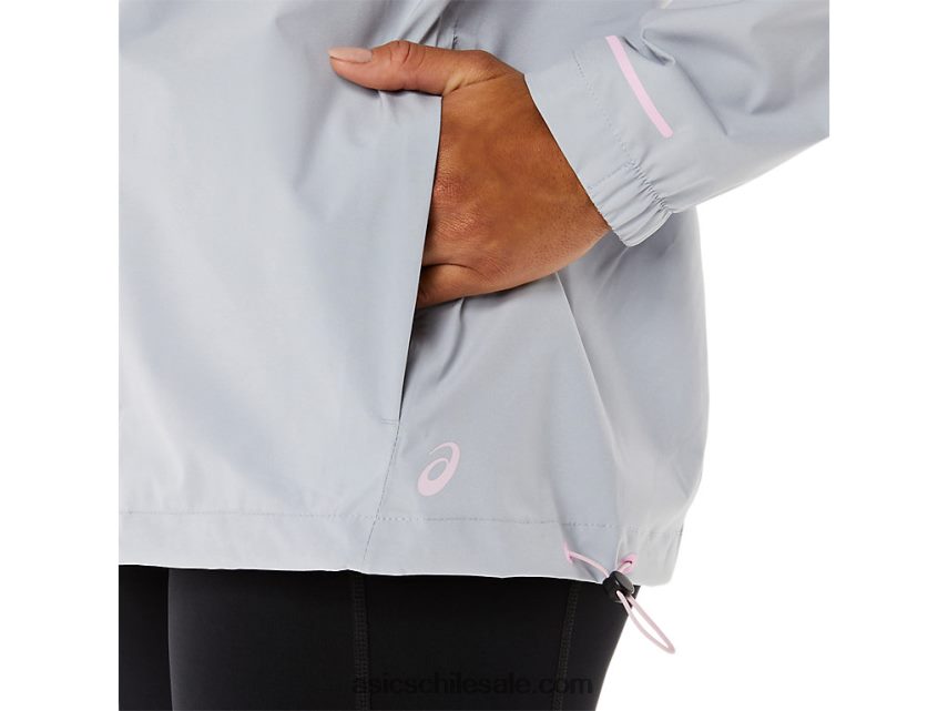 mujer Asics chaqueta impermeable R8N4463333 gris piedmont/rosa claro