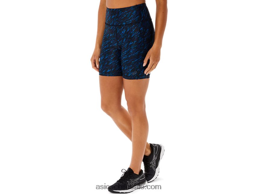 mujer Asics pr lyte 5in run short con bolsillos R8N4463299 impresión de sombra nocturna/lago