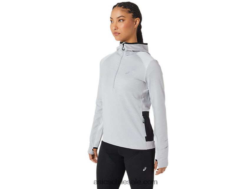 mujer Asics sudadera con capucha de manga larga de invierno R8N4462764 gris glaciar jaspeado/negro