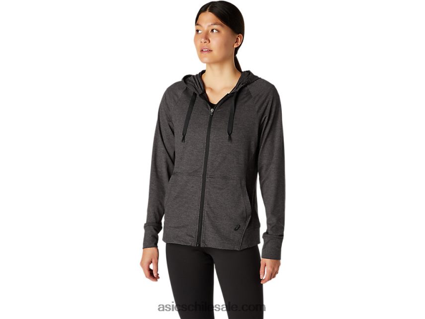 mujer Asics sudadera con cremallera completa R8N4464097 brezo gris oscuro