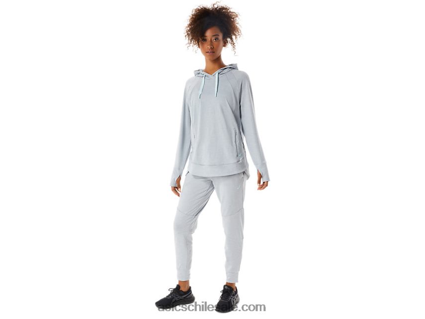mujer Asics tecnología sudadera con capucha R8N4463289 tinte espacial gris piedmont/salvia