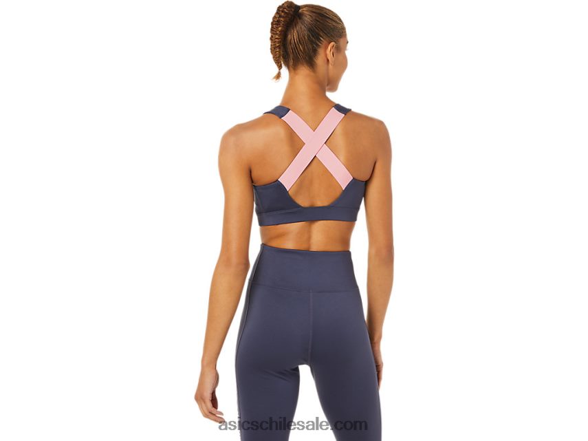 mujer Asics sujetador con tirantes cruzados en la espalda R8N4463379 niebla índigo