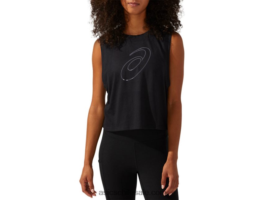 mujer Asics alto brillo espiral un tanque R8N4464165 rendimiento negro
