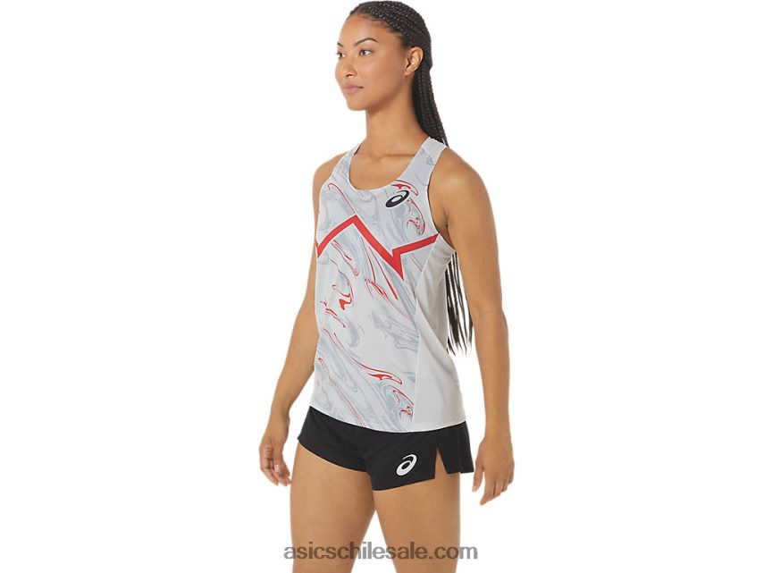 mujer Asics camiseta ligera cj-line R8N4462339 gris glaciar/rojo eléctrico