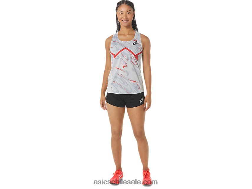 mujer Asics camiseta ligera cj-line R8N4462339 gris glaciar/rojo eléctrico