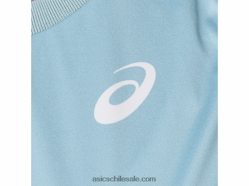 mujer Asics partido gráfico tanque R8N4464045 humo azul