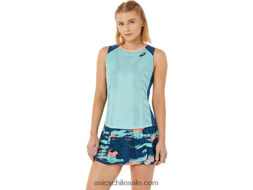 mujer Asics tanque de coincidencia R8N4463495 verde oasis/índigo claro