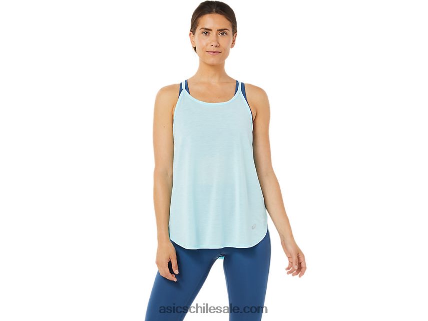mujer Asics top sin mangas con abertura R8N4463364 azul claro