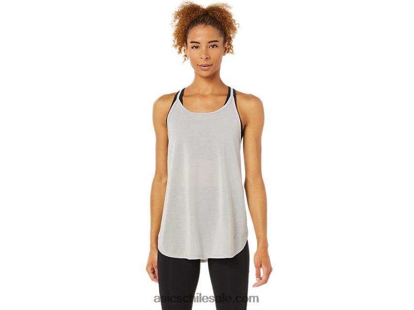 mujer Asics top sin mangas con abertura R8N4463365 gris ostra