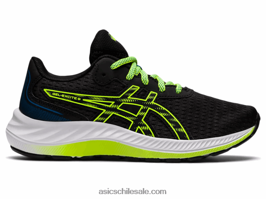 niños Asics gel-excite 9 grado escuela R8N4464507 negro/verde peligro