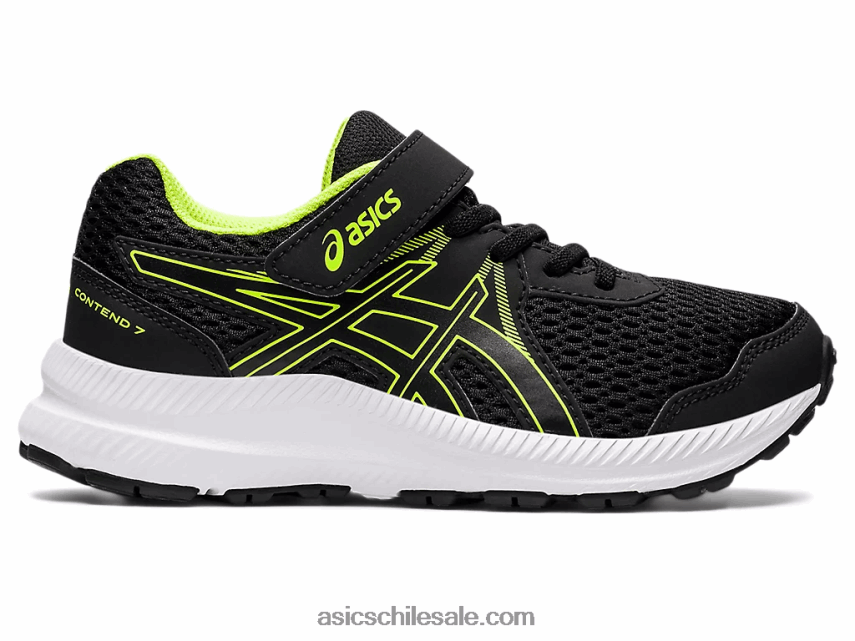 niños Asics contend 7 preescolar R8N4464518 negro/verde peligro