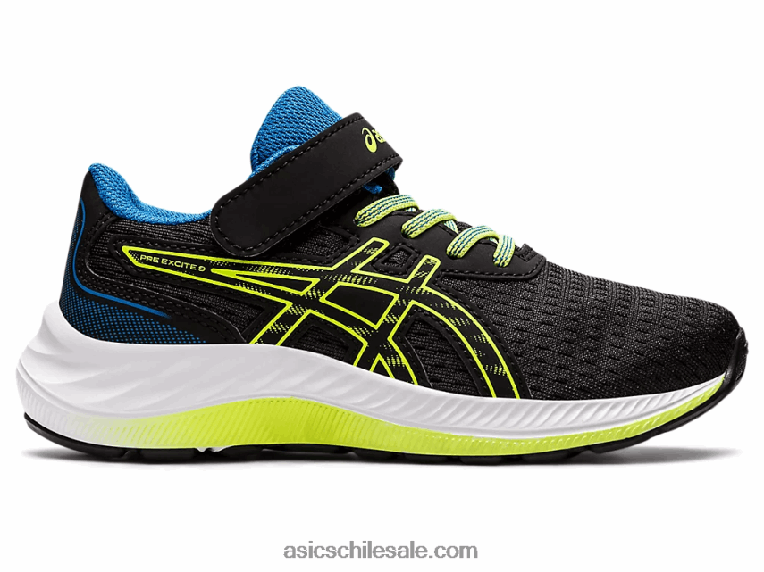 niños Asics preexcite 9 preescolar R8N4464460 negro/verde peligro